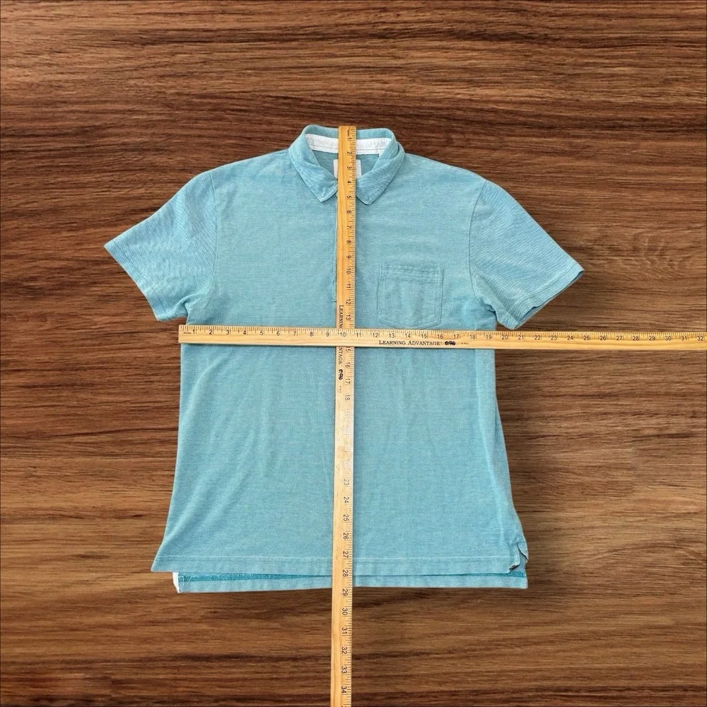 Billy‎ Reid Pensacola Polo Blue Men's Size Medium Organic Cotton - Picture 3 of 7